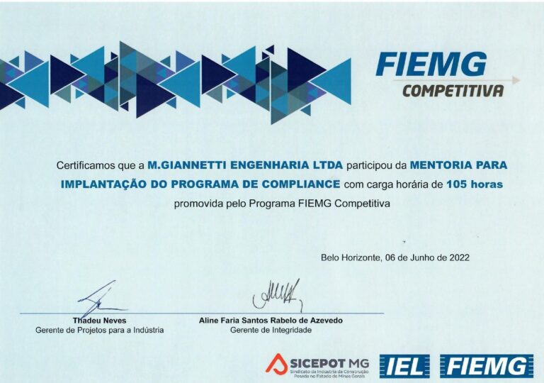 Certificado do Programa de Compliance